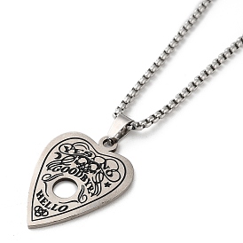 Heart Pendant Necklaces, with Enamel, 201 Stainless Steel Box Chain Necklaces