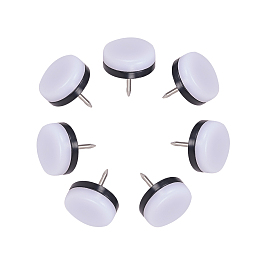 NBEADS Rubber Pad Nail Stud, Furniture Table Leg Protector, with Plastic and Platinum Plated Iron Pin, Flat Round