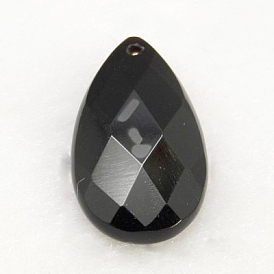 Gemstone Pendants, Black Agate, Faceted, Drop
