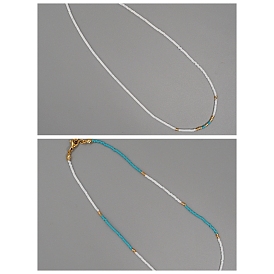 Ожерелья из бисера в богемном стиле для женщин, фурнитура из нержавеющей стали 