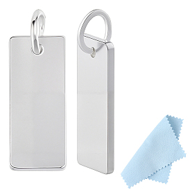 3 шт. 925 прямоугольные подвески-бирки из стерлингового серебра с соединительными кольцами и 1 лист двухсторонней замшевой ткани для полировки серебра