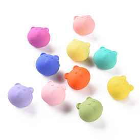 Акриловые бусины, прорезиненный стиль, половине просверлил, медведь