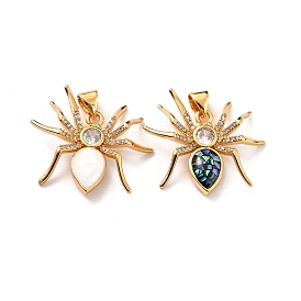 Подвеска из латуни с микропаве из кубического циркония, с эмалью и натуральной оболочкой, долговечный, паук