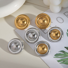 Европейские плоские круглые серьги-гвоздики из нержавеющей стали