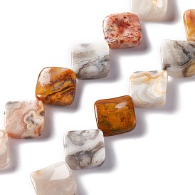 Natural Crazy Lace Agate Beads Strands, Twisted Rhombus