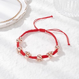 Браслеты из немагнитных синтетических гематитовых бусин с гальваническим покрытием в виде отпечатка лапы, с оплеткой нейлоновой нити