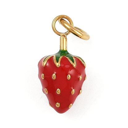 304 нержавеющей стальной эмали подвески, с целью перехода в кольце, клубничное очарование, золотые