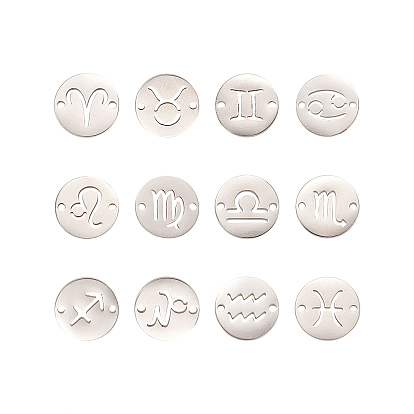 Звенья / разъемы из нержавеющей стали, плоские круглые с созвездием