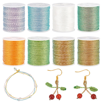 8 рулоны 8 цвета полиэфирные швейные нитки, 6-многослойный шнур из полиэстера для изготовления украшений