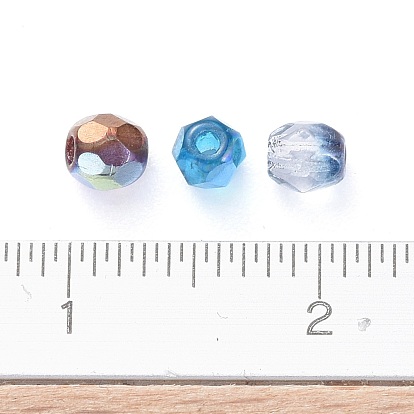 Fire-polished Czech Glass Beads, Electroplated/Dyed/Frosted, Faceted, Drum