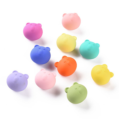 Акриловые бусины, прорезиненный стиль, половине просверлил, медведь