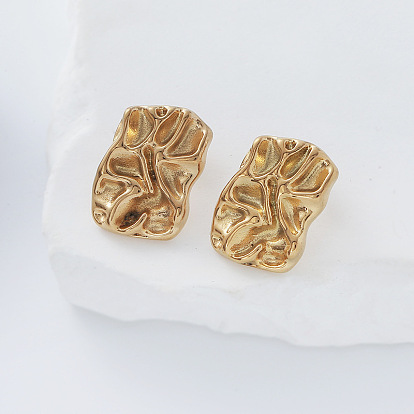 304 из нержавеющей стали серьги, мятый прямоугольник