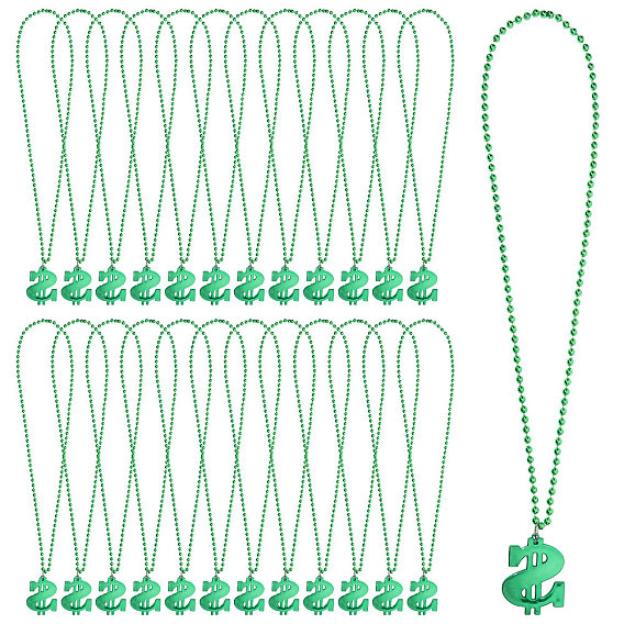 Пластиковый кулон в виде знака доллара, большая цепочка с шариками