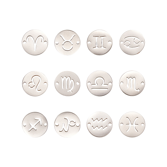 Звенья / разъемы из нержавеющей стали, плоские круглые с созвездием