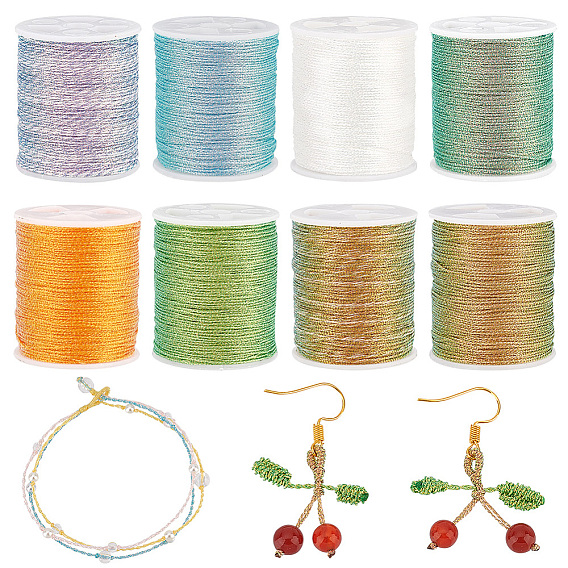 8 рулоны 8 цвета полиэфирные швейные нитки, 6-многослойный шнур из полиэстера для изготовления украшений