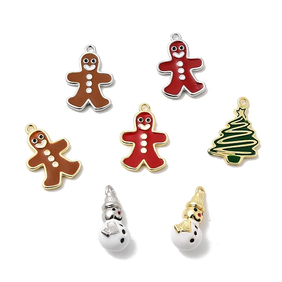 Рождественские латунные эмалевые подвески, стойки покрытие, долговечный, без кадмия и без свинца