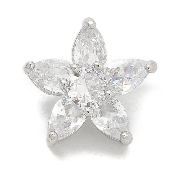 Стойка покрытие латунные микропаве прозрачные кубические циркониевые кнопки, долговечный, без свинца и без кадмия, цветок, 1-луночное