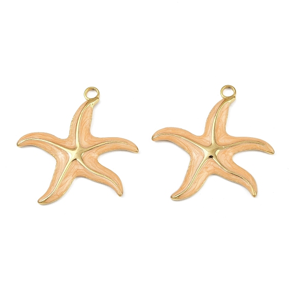 304 нержавеющей стальной эмали подвески, ионное покрытие (ip), прелести морская звезда, реальный 18 k позолоченный
