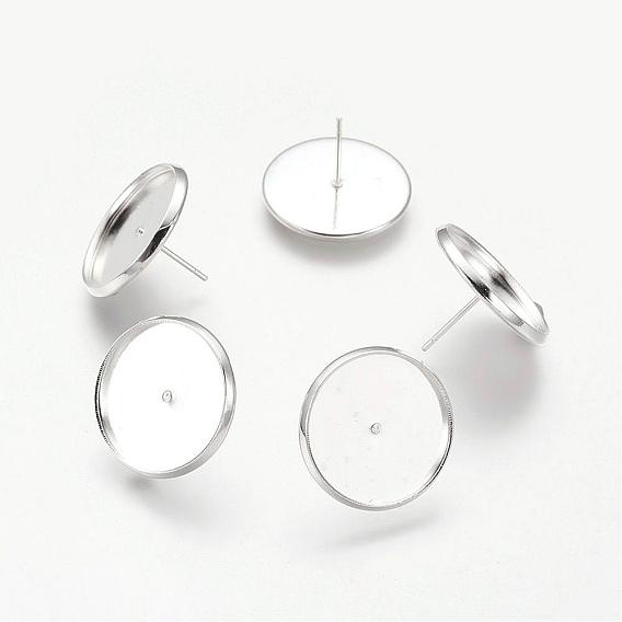 Brass Ear Stud Settings, Round, 18x16x2.3mm, 12mm