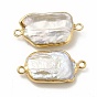 Baroque Natural Keshi Pearl Connector Charms, Rectangle Links, with Brass Double Loops
