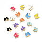Brass Micro Pave Cubic Zirconia Charms, with Enamel and Jump Ring, Nickel Free, Butterfly, Real 16K Gold Plated