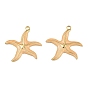 304 нержавеющей стальной эмали подвески, ионное покрытие (ip), прелести морская звезда, реальный 18 k позолоченный