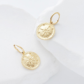 Серьги из 304 нержавеющей стали, овал со звездообразным узором