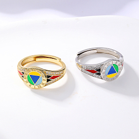 Bagues réglables en argent sterling avec chiffres romains colorés et zircones cubiques