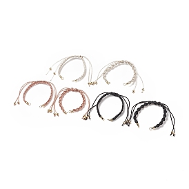 2pcs 2 bracelets tressés en cordon de polyester de style, pour la fabrication de bracelets à maillons réglables, avec des perles en laiton