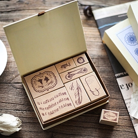 Wooden Rubber Stamps Sets, for DIY Craft Card Scrapbooking Supplies