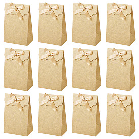 Прямоугольные подарочные пакеты из блестящей бумаги, Конфетница с бантом, украшенная лентой, на день рождения, свадьба