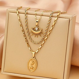 304 подвеска в виде глаза из нержавеющей стали со стразами Crystalk 3 многослойные ожерелья для женщин