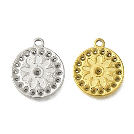 304 Stainless Steel Pendant Rhinestone Settings, Round Charm