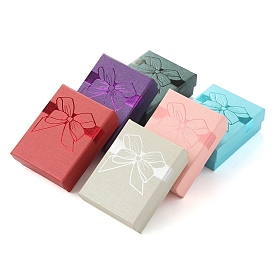 Bowknot Printed Paper Jewelry Set Storage Gift Boxes, Rectangle