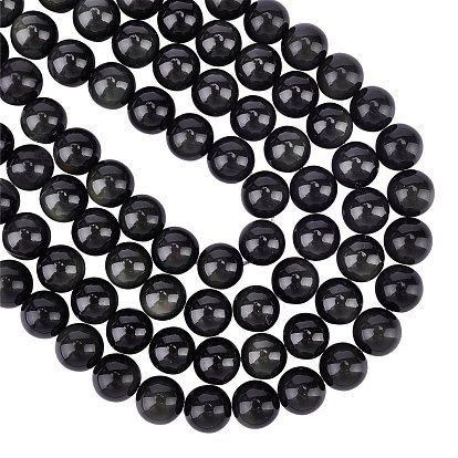 Natural Obsidian Beads Strands, Grade AAA, Round