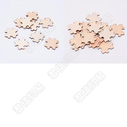 200Pcs 2 Style Unfinished Wood Cabochons, Wooden Puzzles, Freeform Blank Puzzle Pieces, Children Toys for Crafts, Arts Puzzle