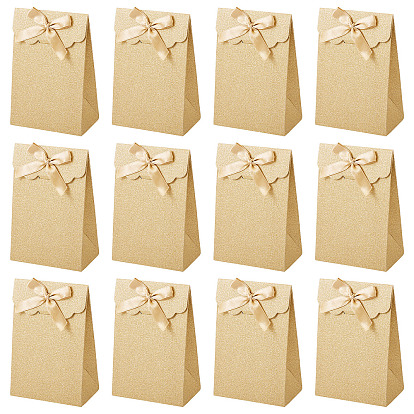 Прямоугольные подарочные пакеты из блестящей бумаги, Конфетница с бантом, украшенная лентой, на день рождения, свадьба