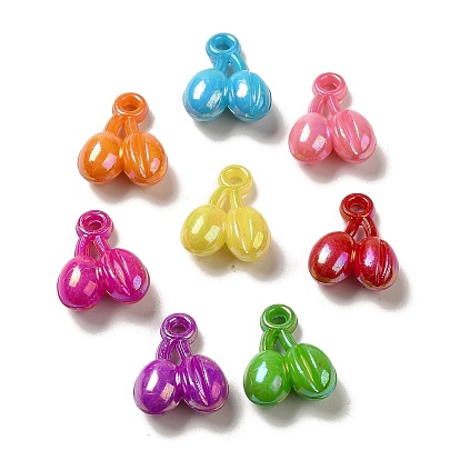 Plating Opaque Acrylic Pendants, AB Color, Cherry