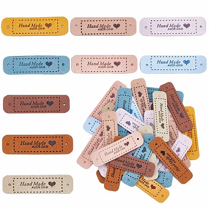 45 шт 9 цвета бирки из искусственной кожи, бирка с тиснением ручной работы, с отверстиями, для джинсов своими руками, , обуви, аксессуары для шляп, прямоугольник со словом ручной работы