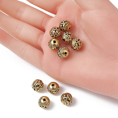 Tibetan Style Hollow Alloy Beads, Rondelle with Butterfly