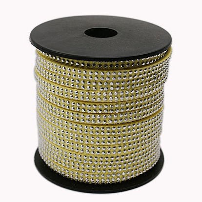 2 Row Platinum Aluminum Studded Faux Suede Cord, Faux Suede Lace, 5x2mm, about 20yards/roll