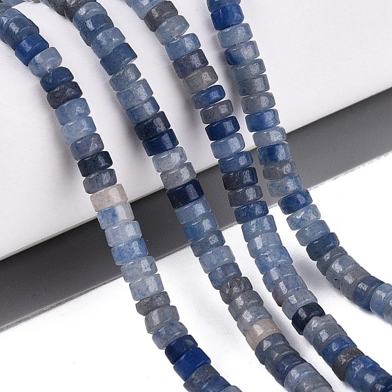 Dyed & Heated Natural Blue Aventurine Beads Strands, Heishi Beads, Flat Round/Disc