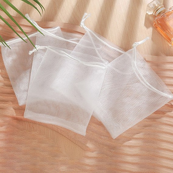 PE Foaming Nets, Soap Saver Mesh Bag, Double Layer Bubble Foam Nets, for Body Facial Cleaning