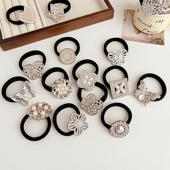 Блестящие эластичные резинки для волос Fashiona со стразами, держатель для хвоста для девочек и женщин