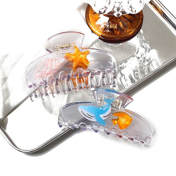 Заколки для волос из ацетата целлюлозы серии Ocean Life, аксессуары для волос для женщин девушки густые волосы