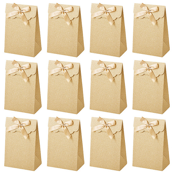 Прямоугольные подарочные пакеты из блестящей бумаги, Конфетница с бантом, украшенная лентой, на день рождения, свадьба