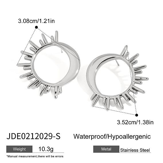 Луна с солнцем 304 серьги-гвоздики из нержавеющей стали, слева и справа