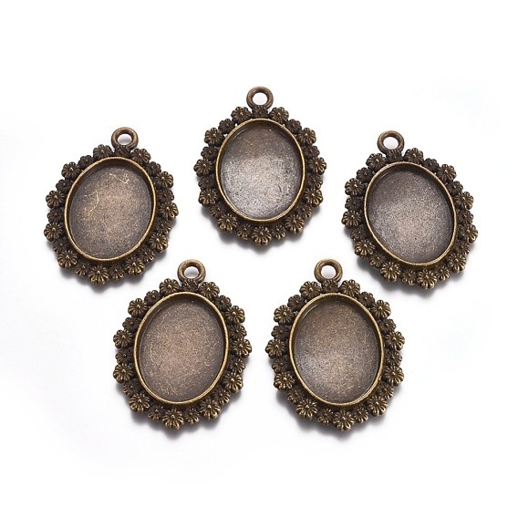 Alloy Pendant Cabochon Settings, Oval