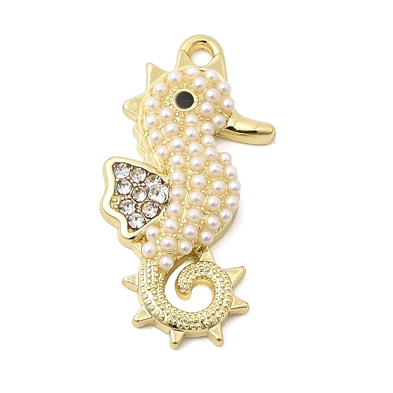 Подвески из сплава и страза, прелести морских коньков, с пластиковой жемчужины, стойки покрытие