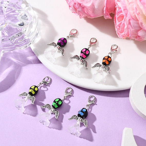 Акриловые подвесные украшения в виде черепа, Сплав с застежками